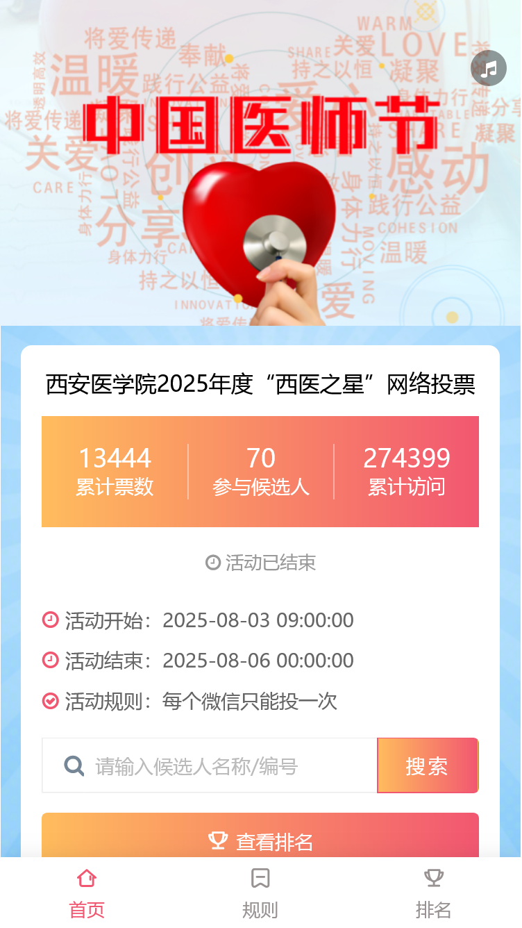 西安医学院2025年度“西医之星”网络投票